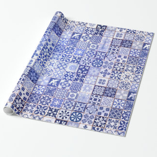 Cadeau Beau papier d'emballage avec le motif d'Azulejos