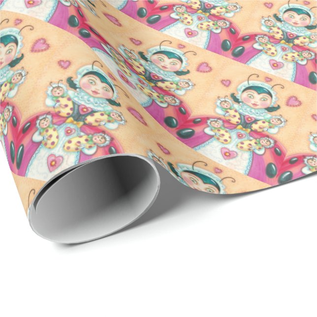 Cadeau Bébé Ladybugs WRAPPER PAPIER (Coin rond)