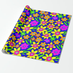 Cadeau Belles fleurs colorées Papier d'enveloppement