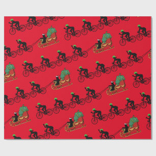Cadeau Bicyclettes Tirant Père Noël Papier à envelopper
