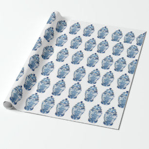 Cadeau Bleu Chinoiserie Ginger Jar Jars Envelopper papier