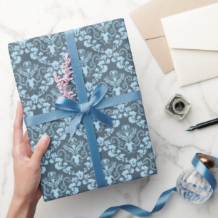Cadeau Bleu Damask Pattern Élégant papier d'enveloppement