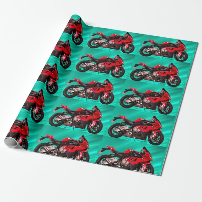 Cadeau BMW Motorcycle pour papier enveloppant mat (Déroulé)