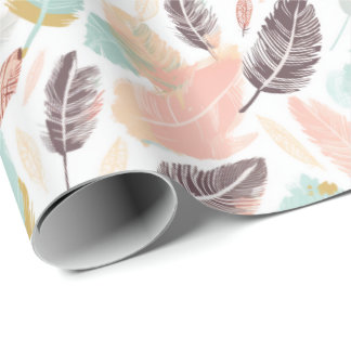 Cadeau Boho Feathers Envelopper le papier