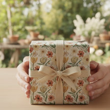 Boho Watercolor Daisy Floral Wrapy Papier