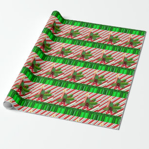 Cadeau Bougie Papier d'Emballage de Noël Rouge Vert