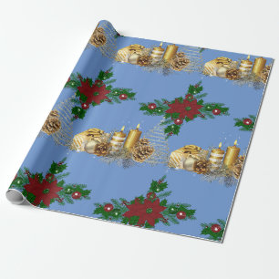 Cadeau Bougies d'or en papier d'enveloppement de Noël