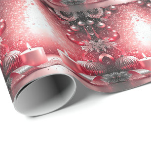 Cadeau Bougies rouges Décor Papier d'enveloppement de Noë