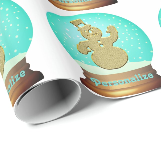 Cadeau Boule de neige boule d'emballage papier or turquoi (Coin rond)