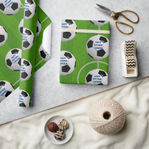 Cadeau Boule de soccer et bouchon Papier à enveloppement 
