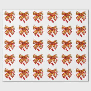 Cadeau Bow Or Et Étoiles Papier D'Enveloppement Blanc
