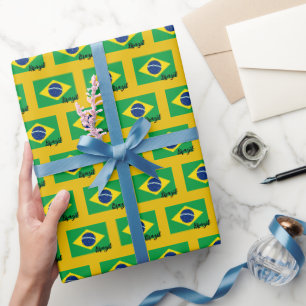 Cadeau Brésil papier d'enveloppement, drapeau brésilien p