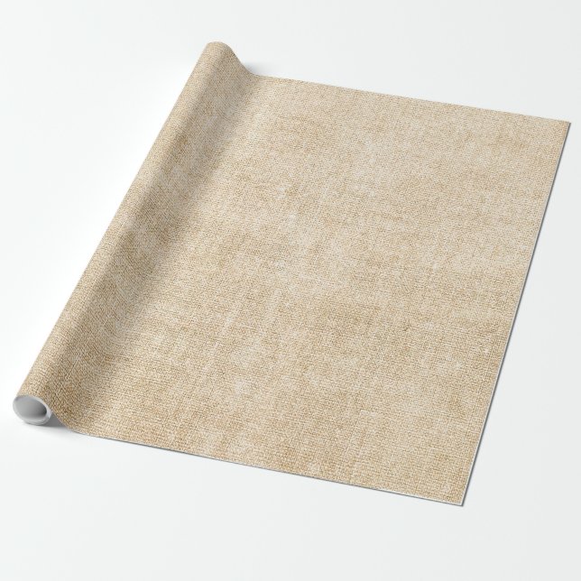 Cadeau Burlap Rustic Kaki Tan Wrapper Papier (Déroulé)