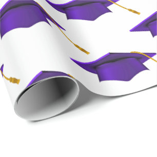 Cadeau Casquettes de graduations violettes sur papier bla