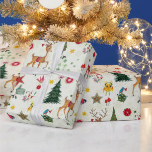 Cadeau Cerf de Noël   Nom   Papier à enveloppement brilla