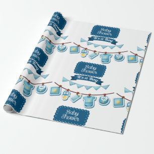 Cadeau C'est un Baby shower garçon qui emballe du papier