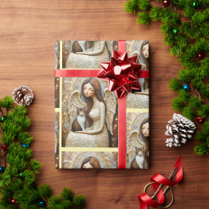 Cadeau Chat de Noël Fantaisiste et Papier à Emballer de l