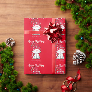 Cadeau Chat de Noël mignon Nom personnalisé Papier à enve