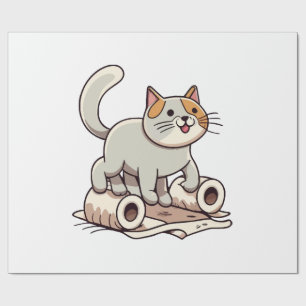 Cadeau Chat Jouant avec du Papier Toilette