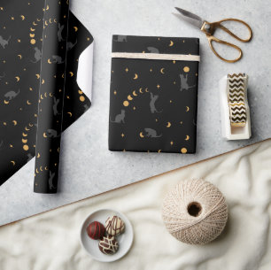 Cadeau Chats et Phases Lune Enveloppement Papier 