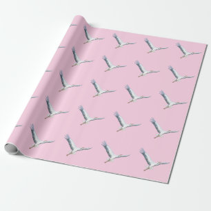 Cadeau cigognes blanches en papier d'emballage
