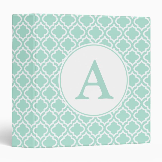 Cadeau Classeur Monogramme de menthe (Devant/Côté)