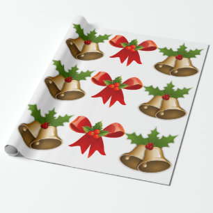 Cadeau Cloches de Noël et papier d'enveloppement de ruban