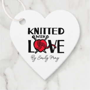 Cadeau Coeur d'amour nuptié rouge laine tricot étiquettes