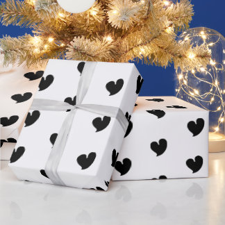 Cadeau Cœurs chaleureux - Noir et Blanc - Papier d'emball