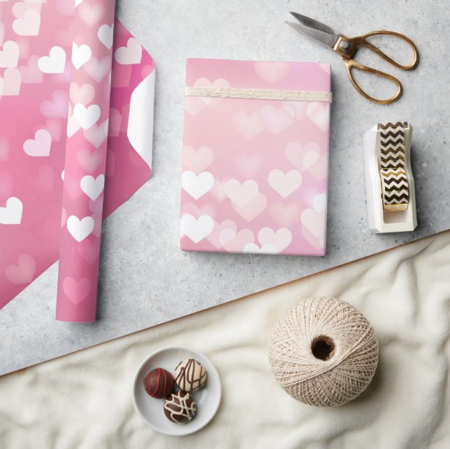 Cadeau Coeurs d'amour rose enveloppant papier (Artisanat)