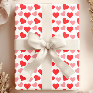 Cadeau Cœurs roses rouges charmants sur papier d'emballag