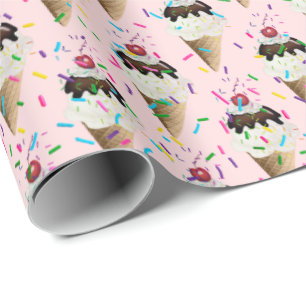Cadeau Cones De Crème De Glace Et Papier D'Enveloppement