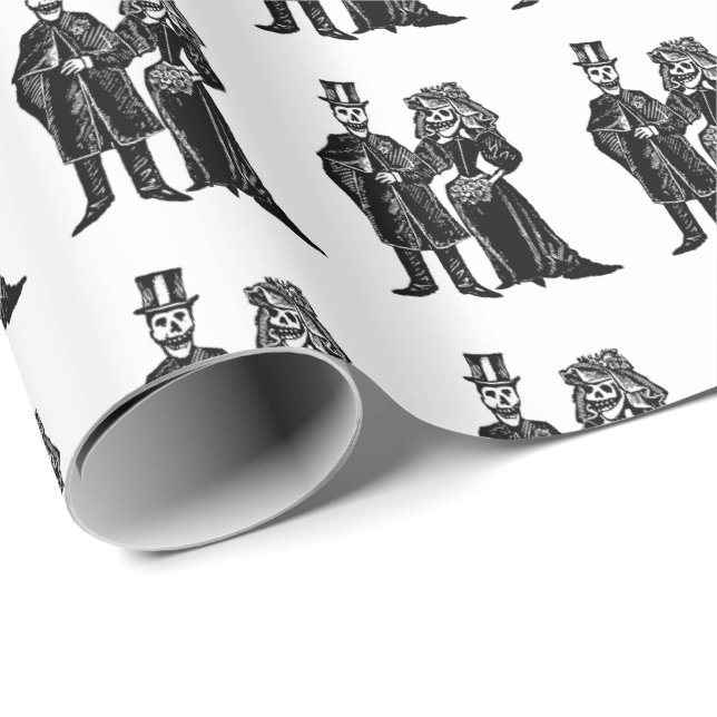 Cadeau Couple de squelette - Papier à envelopper (Personn (Coin rond)