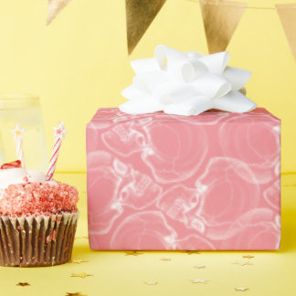 Cadeau Crâne sur papier d'enveloppement rose