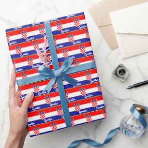Cadeau Croatie Papier à envelopper, Drapeau croate patrio