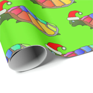 Cadeau Cute Père Noël Turtle Motif papier de Noël