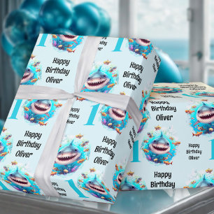 Cadeau Cute Shark Boy 1er Anniversaire Nom Papier d'envel