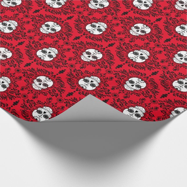 Cadeau Damassé morte - papier d'emballage de crânes chics (Coin)