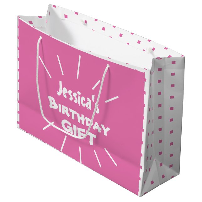 Cadeau d'anniversaire PINK Cadeau personnalisé Sac (Devant Angle)