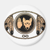 Cadeau d'art autochtone Metis Wolf Magnet
