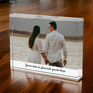 Cadeau de bloc photo texte personnalisé pour femme