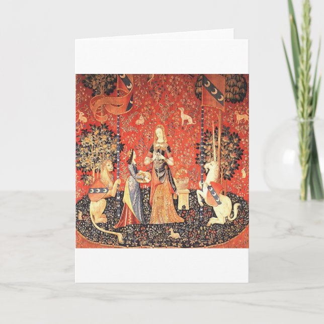 Cadeau de bonjour Médiéval Pensées pour vous Carte (Devant)