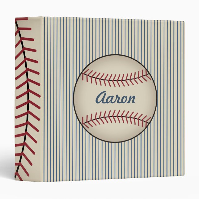 Cadeau de Classeur de baseball personnalisé bleu (Devant/Côté)