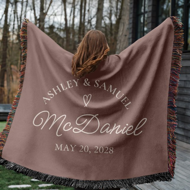 Cadeau de couverture tissée personnalisée pour cou (Custom Wedding Anniversary Blanket for Newlyweds, Couple’s Woven Blanket Romantic Gift for Bride)
