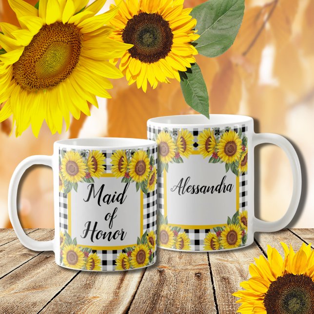 Cadeau de Demoiselle d'Honneur Mug Tournesols Pers (Créateur téléchargé)