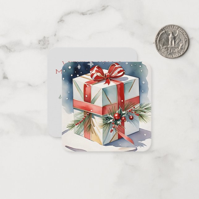 Cadeau de la Mini Carte de Noël Joy (Devant/Arrière en situation)