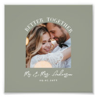 Cadeau de mariage photo d'arche en vert sauge déco