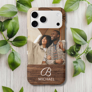 Cadeau de monogramme de photo de grain de bois rus
