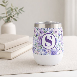 Cadeau de monogramme floral violet pour elle