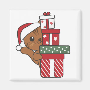 Cadeau de Noël Chat Animaux d'hiver Chats Magnet